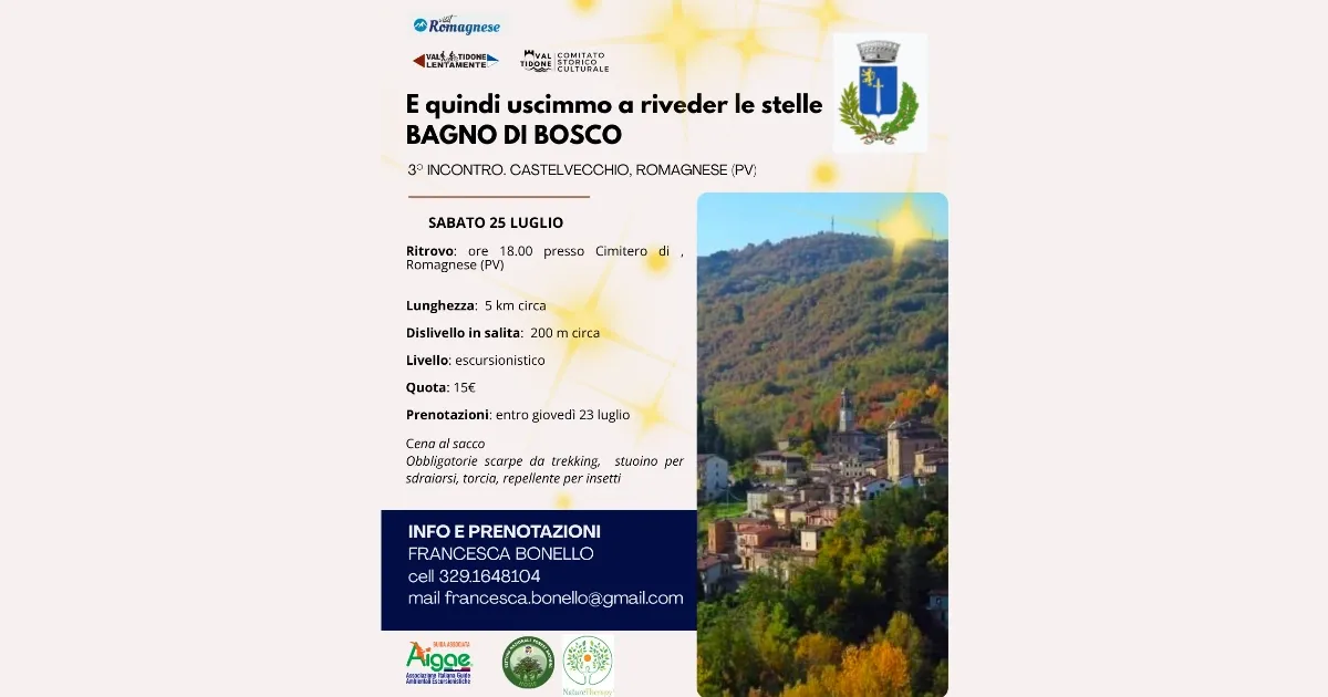 Immagine header 4 per E quindi uscimmo a riveder le stelle, bagno di bosco - 3° incontro Castelvecchio, Romagnese