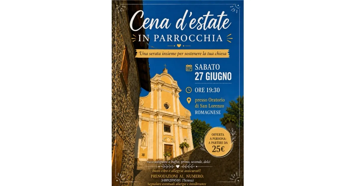 Immagine header 4 per Cena d'estate in Parrocchia - Giugno 2026